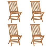 vidaXL 4X Bois de Teck Massif Chaises de Jardin Pliables Sièges de Salle à Manger de Terrasse Chaises à Dîner de Patio Sièges d'Extérieur