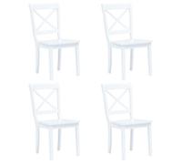 vidaXL Chaises à manger — Bois d'hévéa massif blanc — Lot de 4