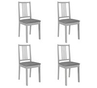 vidaXL Chaises à dîner 4x Bois solide avec coussins gris