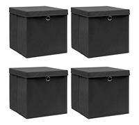 vidaXL 4x Boîtes de Rangement avec Couvercle Pliable Organisateur Bac de Stockage Foulards Chaussettes Sous-vêtements Noir 32x32x32 cm Tissu