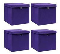 vidaXL 4x Boîtes de Rangement avec Couvercles Coffres de Rangement Boîtes d'Emballage Stockage Chaussettes Sous-vêtements 28x28x28 cm Violet Pourpre G