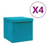 vidaXL 4x Boîtes de Rangement avec Couvercles Coffres de Rangement Boîtes d'Emballage Stockage Chaussettes Sous-vêtements 28x28x28 cm Bleu Azuré 325232 Bleu G