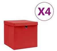 vidaXL 4x Boîtes de Rangement avec Couvercles Coffres de Rangement Boîtes d'Emballage Stockage Foulards Chaussettes Sous-vêtements 28x28x28 cm Rouge 325220 Rouge G