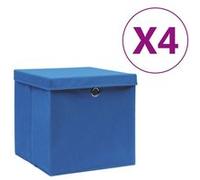 vidaXL Boîtes de rangement Bleu - 4 pcs