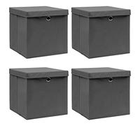 vidaXL 4x Boîtes de Rangement avec Couvercles Pliable Organisateur Bac de Stockage Coffre de Rangement Chaussettes Foulards Gris 32x32x32 cm Tissu