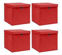 vidaXL 4X Boîtes de Rangement avec Couvercles Pliable Organisateur Bac de Stockage Coffre de Rangement Chaussettes Foulards Rouge 32x32x32 cm Tissu