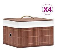 vidaXL Boîtes de rangement en bambou 4 pcs. Marron