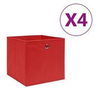 vidaXL Boîtes de rangement tissu Rouge 4pcs