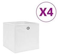 vidaXL 4x Boîtes de Rangement Coffres de Rangement Boîtes d'Emballage Stockage Foulards Chaussettes Sous-vêtements Tissu Intissé 28x28x28 cm Blanc 325207 Blanc G