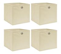 vidaXL 4x Boîtes de Rangement Pliable Organisateur Bac de Stockage Coffre de Rangement Foulards Chaussettes Sous-vêtements Crème 32x32x32 cm Tissu