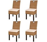 vidaXL 4X Chaise Salle à Manger Rotin Kubu Bois de Manguier Chaise de Cuisine