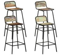 vidaXL 4X Chaises de Bar Bois de Récupération Solide Tabourets de Comptoir Chaises de Pub Sièges de Salle à Manger Tabourets de Cuisine