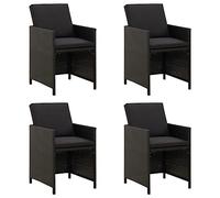 vidaXL 4X Chaises de Jardin avec Coussins Fauteuils de Patio Chaises de Salle à Manger d'Extérieur Sièges à Dîner de Terrasse Résine Tressée Noir
