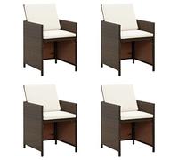 vidaXL 4X Chaises de Jardin avec Coussins Fauteuils de Patio Chaises de Salle à Manger d'Extérieur Sièges à Dîner de Terrasse Résine Tressée Marron