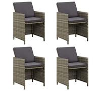 vidaXL 4X Chaises de Jardin avec Coussins Fauteuils de Patio Chaises de Salle à Manger d'Extérieur Sièges à Dîner de Terrasse Résine Tressée Gris