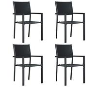 vidaXL 4X Chaises de Jardin Chaises de Patio Chaises de Terrasse Chaises d'Extérieur Sièges d'Extérieur Meuble de Jardin Noir Plastique Aspect de Bois