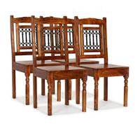 vidaXL Chaises à manger Lot de 4 en bois massif, finition marron