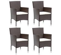 vidaXL 4X Chaises de Salle à Manger de Jardin Fauteuils à Dîner de Patio Sièges de Salle à Manger d'Extérieur Balcon Terrasse Résine Tressée Marron