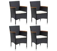 vidaXL 4X Chaises de Salle à Manger de Jardin Fauteuils de Patio Chaises à Dîner d'Extérieur Balcon Porche Piscine Résine Tressée Noir