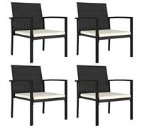 vidaXL 4X Chaises de Salle à Manger de Jardin Fauteuils d'Extérieur Chaises à Dîner Siège d'Extérieur Patio Terrasse Résine Tressée Noir