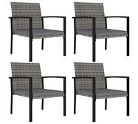 vidaXL 4X Chaises de Salle à Manger de Jardin Fauteuils d'Extérieur Chaises à Dîner Siège d'Extérieur Patio Terrasse Résine Tressée Gris