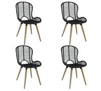 vidaXL 4x Chaises de Salle à Manger Rotin Naturel Noir Salon Cuisine Maison 246808