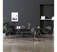 vidaXL 4x Chaises Pivotantes de Salle à Manger Sièges à Dîner Chaises de Repas Salon Chambre Bureau Cuisine Intérieur Maison Gris Tissu Gris G