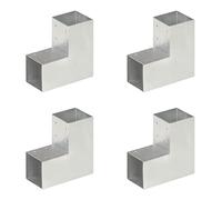 vidaXL 4x Connecteurs de Poteau Forme en L Poutre en Bois Jardin Extérieurs Auvents Electro-galvanisé Galvanisé à Chaud Métal Galvanisé 91x91 mm