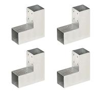 vidaXL 4X Connecteurs de Poteau Forme en L Poutre en Bois Jardin Extérieurs Auvents Electro-galvanisé Galvanisé à Chaud Métal Galvanisé 71x71 mm