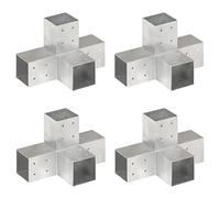 vidaXL 4x Connecteurs de Poteau Forme en X Poutre en Bois Jardin Extérieurs Auvents 4 Embouts de Section Galvanisé à Chaud Métal Galvanisé 81x81 mm