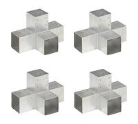 vidaXL 4X Connecteurs de Poteau Forme en X Poutre en Bois Jardin Extérieurs Auvents 4 Embouts de Section Galvanisé à Chaud Métal Galvanisé 91x91 mm