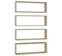 vidaXL 4X Etagères Cube Murales Etagères Suspendues Etagères Flottantes Salon Chambre Salle de Séjour Intérieur Chêne Sonoma 80x15x26,5 cm Aggloméré