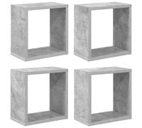 vidaXL 4X Etagères Cube Murales Etagères Suspendues Etagères Flottantes Salon Chambre Salle de Séjour Maison Intérieur Gris Béton 26x15x26 cm