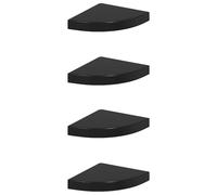 vidaXL 4X Etagères d'angle Flottantes Etagères Murales Bibliothèque Supports Panneaux Muraux Salon Chambre Intérieur Noir Brillant 25x25x3,8 cm MDF
