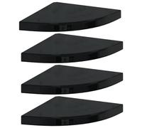 vidaXL 4X Etagères d'angle Flottantes Etagères Murales Bibliothèque Supports Panneaux Muraux Salon Chambre Intérieur Noir Brillant 35x35x3,8 cm MDF