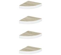 vidaXL Étagères murales d'angle lot de 4 Flottantes Chêne et Blanc 25x25x3,8 cm MDF
