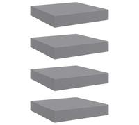 vidaXL 4X Etagères Murales Flottantes Etagères Suspendues Supports Muraux Bibliothèque Salle de Séjour Intérieur Gris 23x23,5x3,8 cm MDF