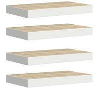 vidaXL 4X Etagères Murales Flottantes Etagères Suspendues Supports Muraux Salon Salle de Séjour Maison Intérieur Chêne et Blanc 50x23x3,8 cm MDF