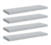 vidaXL 4X Etagères Murales Flottantes Etagères Suspendues Supports Muraux Salon Salle de Séjour Maison Intérieur Gris Béton 80x23,5x3,8 cm MDF