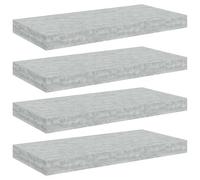 vidaXL Étagères murales flottantes 4 pièces MDF 50x23x3,8 cm Gris béton