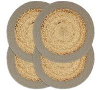 vidaXL 4x Napperons Set de Table Napperons de Restaurant Napperons de Maison Napperons de Table de Salle à Manger Gris et Naturel 38 cm Jute et Coton 133860 Gris G