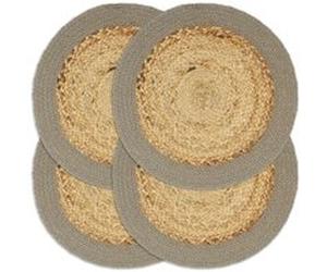 vidaXL 4x Napperons Set de Table Napperons de Restaurant Napperons de Maison Napperons de Table de Salle à Manger Gris et Naturel 38 cm Jute et Coton 133860 Gris G