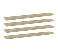 vidaXL 4X Panneaux de Bibliothèque Panneaux d’Étagère à Livres Plaques d’Étagère de Rangement Mural Décoration Chêne Sonoma 60x10x1,5 cm Aggloméré