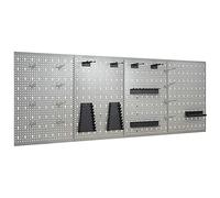 vidaXL 4x Panneaux Perforés Muraux Organisateur d'Outils Perceuse Pince Panneau d'Outils Atelier Garage Usages Commerciaux 40x58 cm Acier