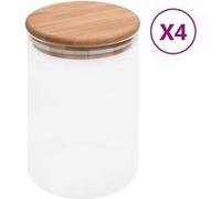 4x Pots de Conservation en Verre Couvercle en Bambou Bocaux de Stockage Récipients de Conservation Bouteilles de Stockage 800 ml 150704