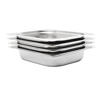 vidaXL 4x Récipients Gastronorm GN 1/2 65 mm Plateau à Aliments Plateau de Cuisson Plateau de Service Plateau Empilable Restaurant Maison Hôtel Inox