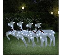 vidaXL Décoration de Noël – 4 Rennes illuminés – 80 LED – Blanc – Jardin extérieur