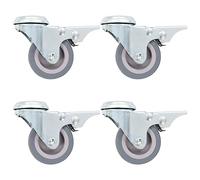 vidaXL 4x Roulettes Pivotantes à Trou de Boulon à Double Frein Roulette de Mobilier Meuble Chariot Roulant Etagère à Livre Capacité de 35 kg 50 mm