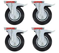 vidaXL 4x Roulettes Pivotantes avec Double Frein Roulette de Mobilier Roulette de Meuble Chariot Roulant Etagère à Livre Bibliothèque Panier d'Achat 200 mm