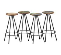 vidaXL 4X Tabouret de Bar Bois Massif de Récupération et Acier Chaise Bistrot